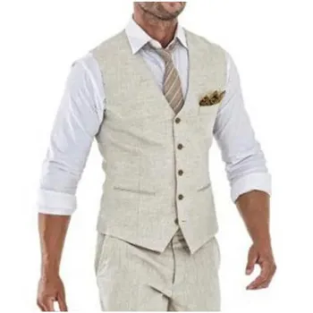 Keten Erkek Takım Elbise Yaz Kostüm Homme Düğün Damat Balo terno masculino Slim Fit Özel Yapılmış Blazer 2 Adet Ceket + Pantolon