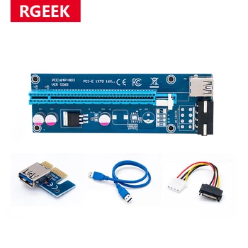 RGEEK Ver006S USB 3.0 Pcı-E PCIE Yükseltici Kart GPU Express 1X 4X 8X 16X Genişletici Adaptör Kartı Sata 15Pin 4 Pin Güç Kablosu