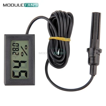 Profesyonel Mini Probe Dijital LCD Termometre Higrometre Nem Sıcaklık Ölçer Kapalı Dijital LCD ekran Siyah