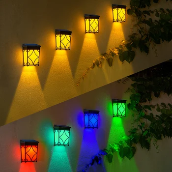 Açık güneş duvar ışıkları su geçirmez LED güneş lambası bahçe ışıkları bahçe dekor merdiven çit duvar lambası sıcak / renkli ışık dekor