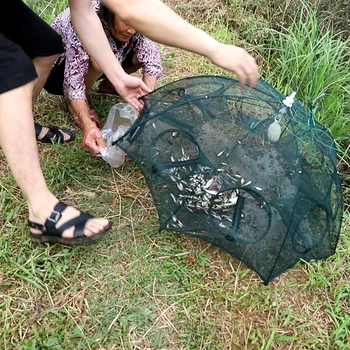 4-20Hole Balık Ağı Katlanmış Taşınabilir Altıgen Balık Ağı Döküm Ağları Kerevit Karides Catcher Tankı Tuzak Çin Kafesleri Örgü Ucuz
