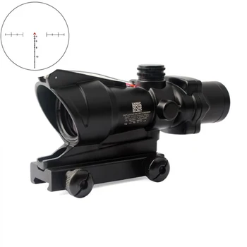 ACOG 4X32 Gerçek Fiber Tüfek Optik Red Dot Kapsam Manzaraları Işıklı Chevron Cam Etched Reticle Taktik Optik Sight