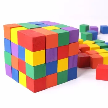 30/50 ADET Renkli Ahşap Küp Yapı blok oyuncaklar Çocuklar İçin Montessori Renk Şekli Biliş Öğrenme eğitici oyuncak Bebek Hediye