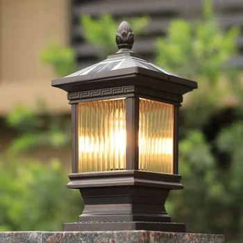 TEMAR Açık Güneş direk lambası Klasik Retro Su Geçirmez Avlu Dekorasyon için Led Bahçe Balkon Villa Duvar Lambası