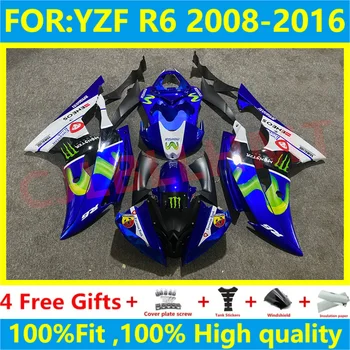 Motosiklet tam kaporta kiti İçin fit YZF R6 2008 2009 2010 2011 2012 2013 2014 2015 2016 YFZ-R6 Kaporta Fairings set mavi