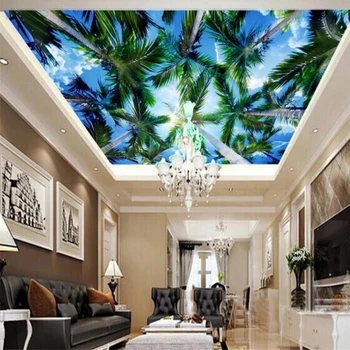 wellyu 3D Rüya Gökyüzü Coco Mavi Gökyüzü Beyaz Bulutlar Tavan Arka Plan Özel Büyük Duvar Yeşil Duvar Kağıdı papel de parede