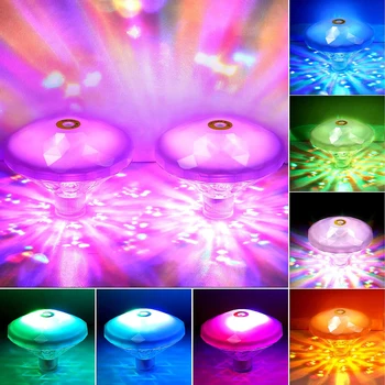 RGB Yüzen havuz küvet ışığı Renkli Lamba 8 Aydınlatma Modları IP65 Su Geçirmez Gölet Çeşmesi için Banyo Oyuncakları Pil sualtı ışığı