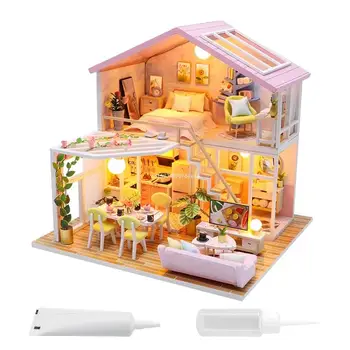 Ahşap Minyatür Dollhouse El Yapımı Bebek Evi Modeli Yapı Kitleri Oyuncaklar Dropship ile