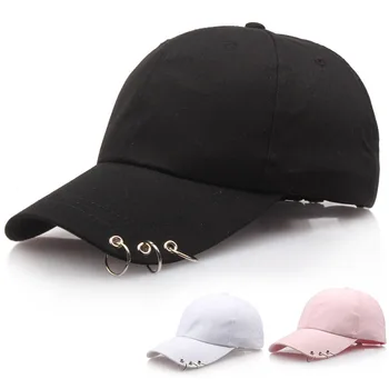 Siyah Rahat beyzbol şapkası Punk Metal Halka Erkekler Kadınlar Snapback Şapka Ayarlanabilir Açık Unisex Hip Hop Kapaklar