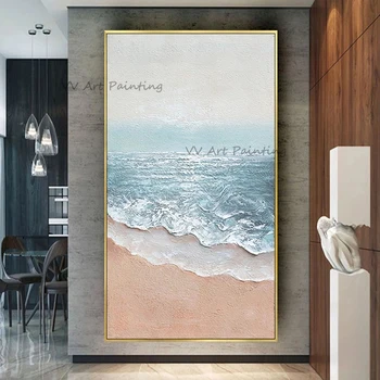 100 % Handpainted Deniz Dalga Yağlıboya Tuval Üzerine Renk Deniz Manzarası Boyama Soyut Modern Duvar Sanatı Oturma Odası Dekor Resim