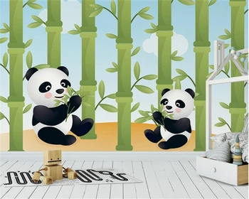 beibehang Yüksek kalite moda duvar kağıdı sevimli karikatür hayvanlar panda yemek bambu çocuk odası zemin papel de parede duvar kağıdı