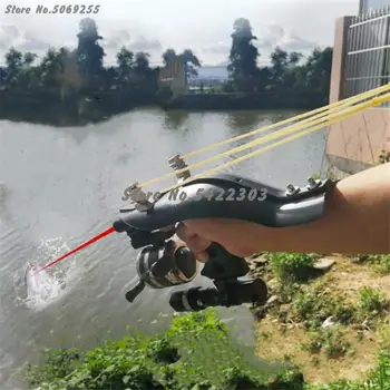 Yeni Elastik Avcılık Balıkçılık Sapan Çekim Mancınık Yay Ok Dinlenme Yay Lazer Sling Shot Mancınık Crossbow Cıvata balık vurma oyunu