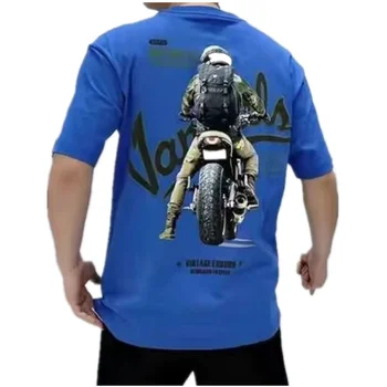Erkek tişört Amerikan retro tişört Motosiklet kısa kollu tişört erkek Rahat Üst erkek giyim G0014