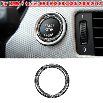 Araba Motoru Start Stop Ateşleme Sticker BMW 3 Serisi İçin E90 E92 E93 320i 2005-2012 Gerçek Karbon Fiber İç Dekor Kapak Trim
