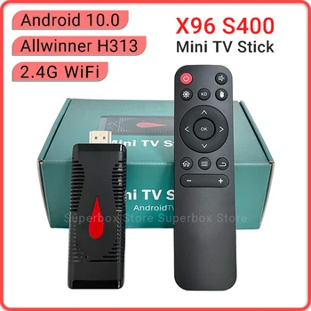 Android 10.0 akıllı TV kutusu X96S400 2.4 G WiFi 4K H. 265 HEVC Allwinner H313 Set Üstü Kutusu Medya Oynatıcı Mini TV çubuk mini PC X96 S400