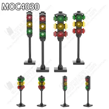 Şehir Serisi trafik ışıkları MOC Yapı Taşları DIY Sokak Görünümü Yol sinyal ışıkları Tuğla Çocuklar İçin Oyuncaklar Monte MOC4030