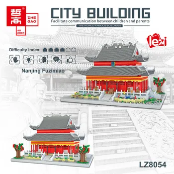 LZ8054 Nanjing Konfüçyüs Tapınağı Çin Tarzı Modeli Monte Yapı Taşları Küçük Parçacıklar çocuk Yapı blok oyuncaklar