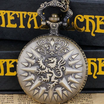 Antik Bronz ejderha Tasarım kuvars cep saati kolye Zinciri İle Pandent Saat