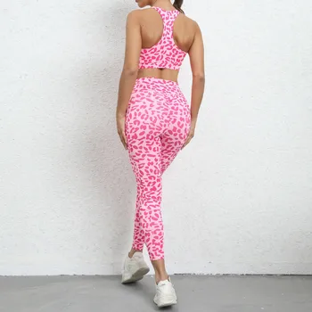 Spor Tayt Leopar Baskı Yoga Giyim Güzel Geri Sıkı spor elbise Şeftali Kalça Kaldırma Yüksek Bel Spor Takım Elbise Kadınlar İçin