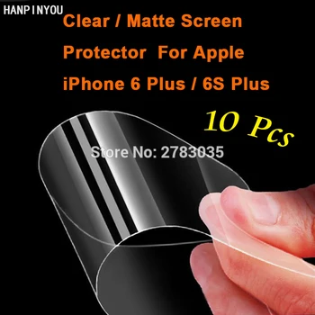10 Adet / grup Apple iPhone 6/6 s Artı HD Temizle / Parlama Önleyici Mat Ekran Koruyucu Koruyucu Film Guard (Temperli Cam)