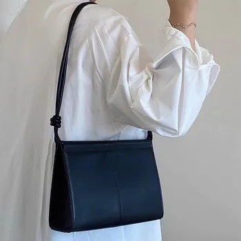 Basit Stil Bayanlar Gidip Omuz çantaları Pu Deri kadın Moda Çanta Düz Renk Kadın Koltukaltı Çanta Taşınabilir Çanta