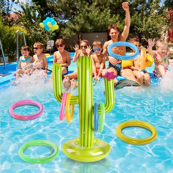 Açık hava yüzme havuzu aksesuarları Şişme Kaktüs Halka Toss Oyunu Seti Yüzen Havuz Oyuncaklar Plaj Parti Malzemeleri Parti Bar Seyahat