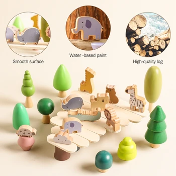 1 Takım İstifleyici Dengeleme Oyuncak Ahşap Simülasyon Ağacı Ahşap Oyuncaklar Çocuk Montessori Oyunu eğitici oyuncak Bebek Odası Dekorasyon