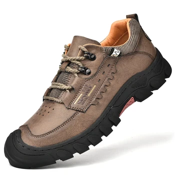 Yeni Açık Deri Erkek Ayakkabı Moda rahat ayakkabılar Erkekler için Lüks Tasarımcı Oxfords Yürüyüş yarım çizmeler Rahat erkek spor ayakkabı