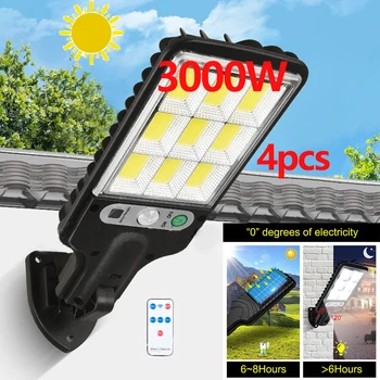 Açık Led Güneş ışığı 3000W Güneş Lambaları Su Geçirmez Hareket Sensörü Güneş Işığı 3 İşık Modları İle Bahçe Veranda Yolu Yard