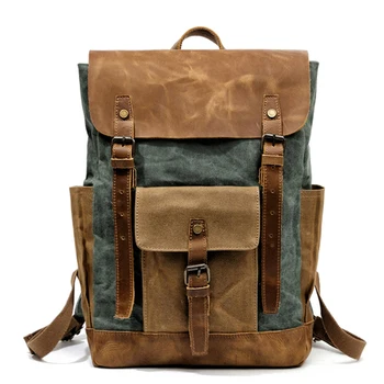 VZVA marka retro sırt çantası 15.6 inç laptop sırt çantası omuz erkek anti-hırsızlık su geçirmez seyahat sırt çantası açık yürüyüş çantası