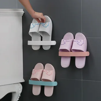 Banyo terliği Raf Duvara monte Duvara monte Tuvalet Ayakkabı Depolama Artefakt Tuvalet Punch-ücretsiz Ayakkabı Rafı