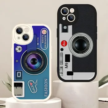 Retro Nostalji Kamera Telefon Kılıfı Deri İphone 14 Pro 11 13 12 Mini X Xr Xs Max 7 8 Artı Se 2020 Silikon arka kapak