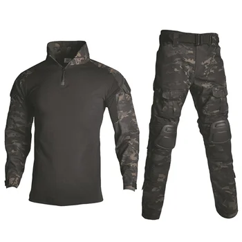 Açık ABD Ordusu Giyim Avcılık Mücadele Savaş Gömlek + Kargo Pantolon Diz Pedleri Taktik Kamuflaj Askeri Erkekler Üniforma Elbise Takım Elbise