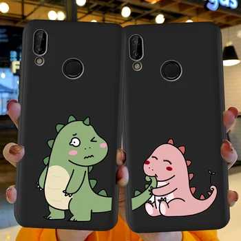Karikatür Komik çift dinozor kediler Funda Huawei P40 P30 P20 P10 P8 Lite 2017 Mate 30 20 10 Lite Pro Telefon Kılıfı Kapak