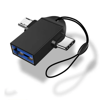 USB Dişi Mikro Erkek Ve Tip C Erkek Konnektör Alüminyum Alloy2 in 1 OTG Adaptör Hareket Halindeyken Dönüştürücü kart okuyucu