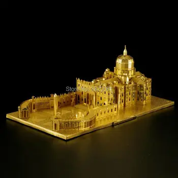 3D Metal Bulmaca Aziz Petrus Bazilikası Mimari Yapı Modeli altın ve gümüş, moda 3D DIY modeli oyuncak hediye tüm yetişkin / çocuk