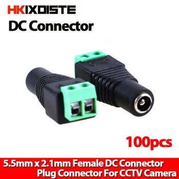 100 Adet 2. 1x5. 5mm DC Güç dişi fiş adaptör jak Konnektör Fişi CCTV DVR LED şerit ışık