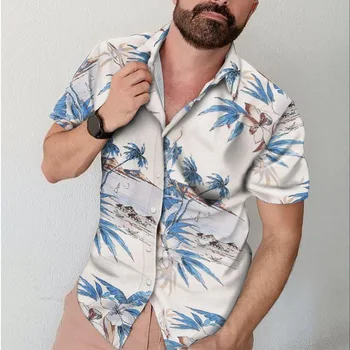 Erkek yaz rahat plaj gömlek kısa kollu Polo Gömlek