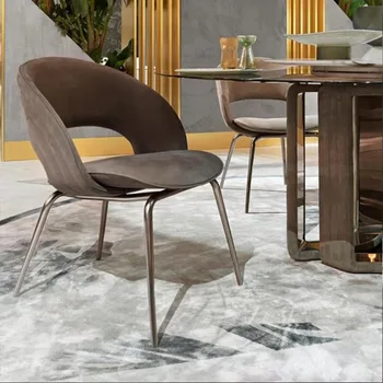 Italyan minimalist yemek sandalyesi, modern ve lüks tasarım, metal arkalığı sandalye, İskandinav ev kahve restoran sandalye