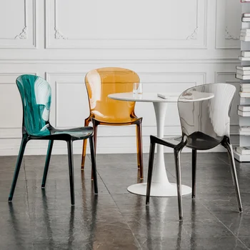 Şeffaf Plastik Mutfak yemek sandalyeleri İskandinav Temizle Cafe yemek sandalyeleri Oturma Odası Cep Comedor İtalyan Mobilya YX50DC