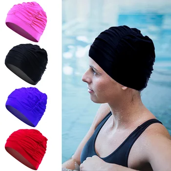 Elastik Su Geçirmez Yüzme Kapaklar Erkekler Kadınlar Yüzme Havuzu Kapağı Kulakları Korumak Uzun Saç Ultra Ince Ücretsiz Boyut Dalış Şapka Dropship