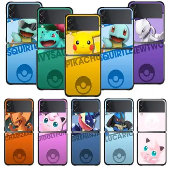 Telefon samsung kılıfı Galaxy Z Flip 4 Z Flip3 5G Kabuk Galaxy Z Flip Sert Kapak Coque Fundas Lüks Pokemon Pikachu