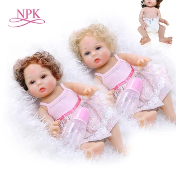 NPK 47 cm kıvırcık saç iki renk popüler tam vücut yumuşak silikon bebe bebek reborn bebek kız neborn bebek
