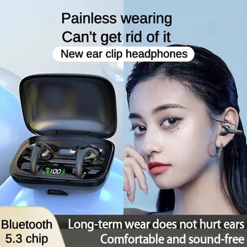 Spor Su Geçirmez Bluetooth Kulaklıklar Kablosuz Kulak Klipsi Tasarım Kulakiçi Gürültü İptal Kulaklık Stereo Düşük Gecikme Kulaklık