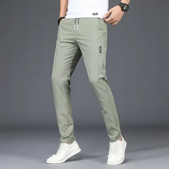 Yeni rahat pantolon erkek 2023 İnce Gevşek Düz Tüp Spor Kravat Çabuk Kuruyan Buz İpek Erkek Pantolon Hafif Tam Boy