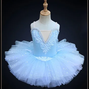 Pembe Mavi Renk Bale Tutu Etek Bale Elbise çocuk Kuğu Gölü Kostüm Çocuklar Oryantal Dans Giyim Sahne Profesyonel