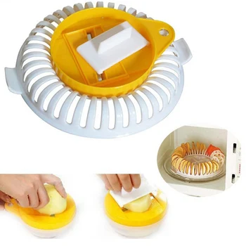 3 Adet / takım Mikrodalga Fırın Yağsız Patates Cipsi Makinesi Seti Cips Raf Mutfak Bakeware DIY Dilimleme Pişirme Ev Yapımı Çip Dilimleme