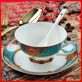 Avrupa Tarzı Kemik porselen kahve fincanı seti Ev Öğleden Sonra çay bardağı çay seti Basit ve Yaratıcı Seramik Siyah çay bardağı