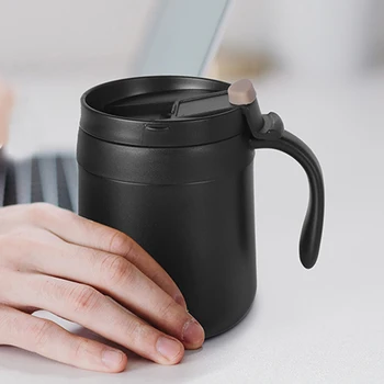 Ofis Kahve Fincanı Paslanmaz Çelik Çift Katmanlı Vakum Sprey Boya kulplu kupa ısı koruma Kahve Fincanı Taşınabilir Bardak