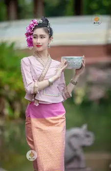 2023 tayland geleneksel vintage giyim bluz tops etek tay kadın zarif fotoğraf zarif parti elbise seyahat giyim